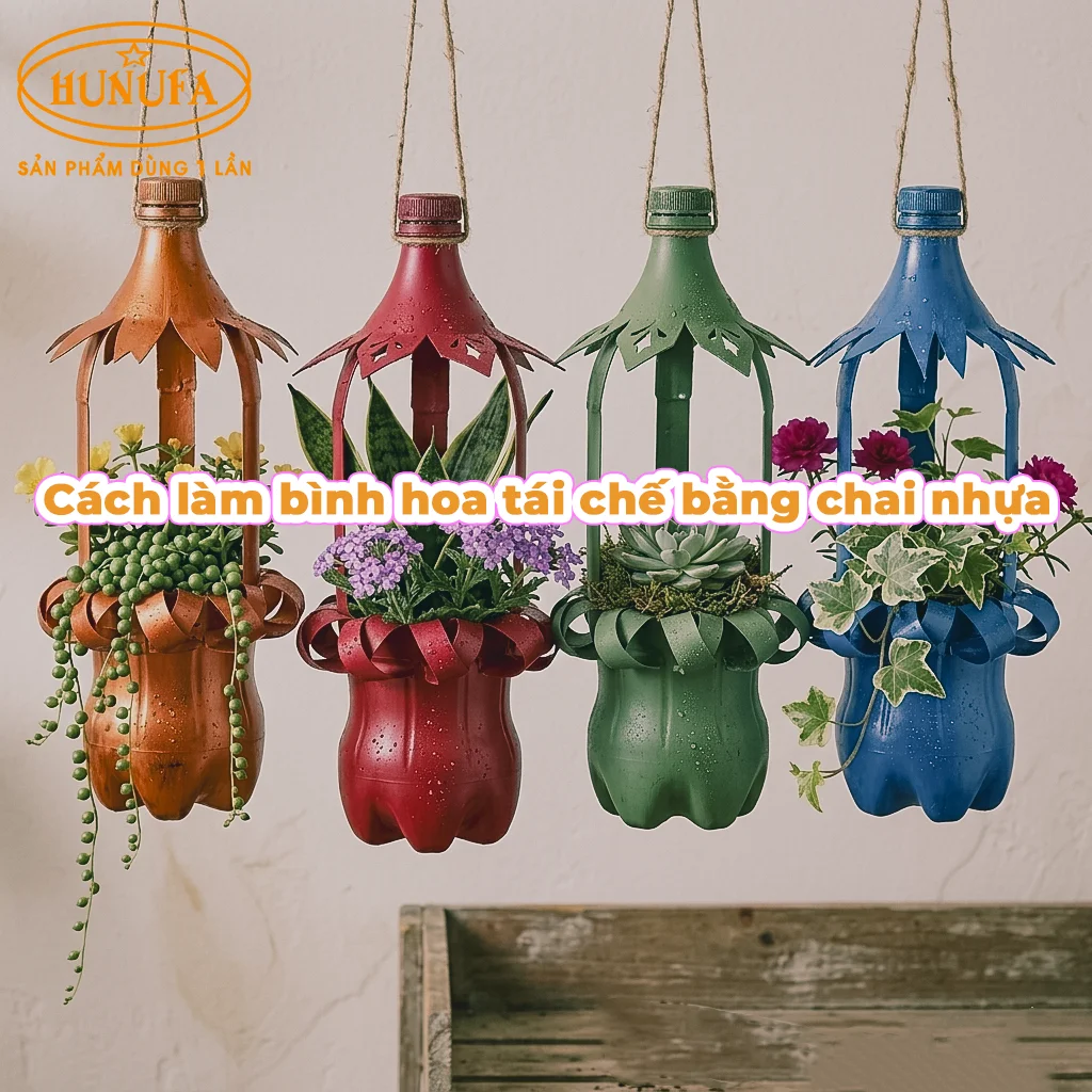 cách làm bình hoa tái chế bằng chai nhựa