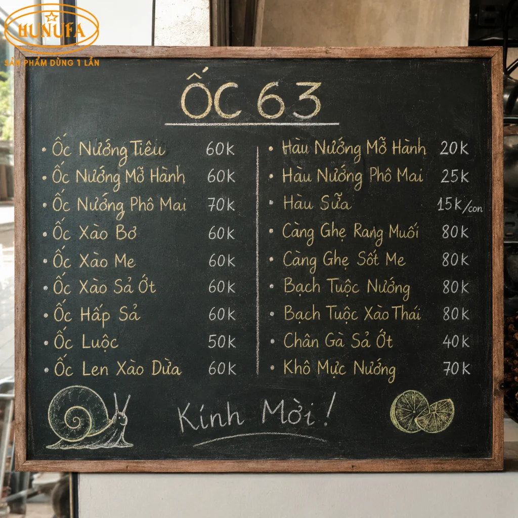Mẫu thiết kế menu quán ốc chuyên nghiệp giúp tăng doanh thu cho quán