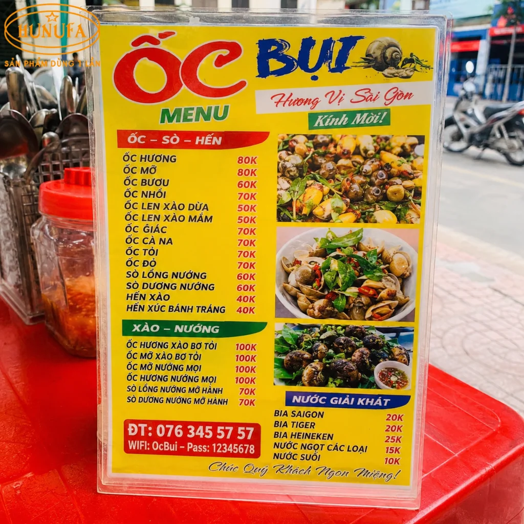 Mẫu thiết kế menu quán ốc chuyên nghiệp giúp tăng doanh thu cho quán