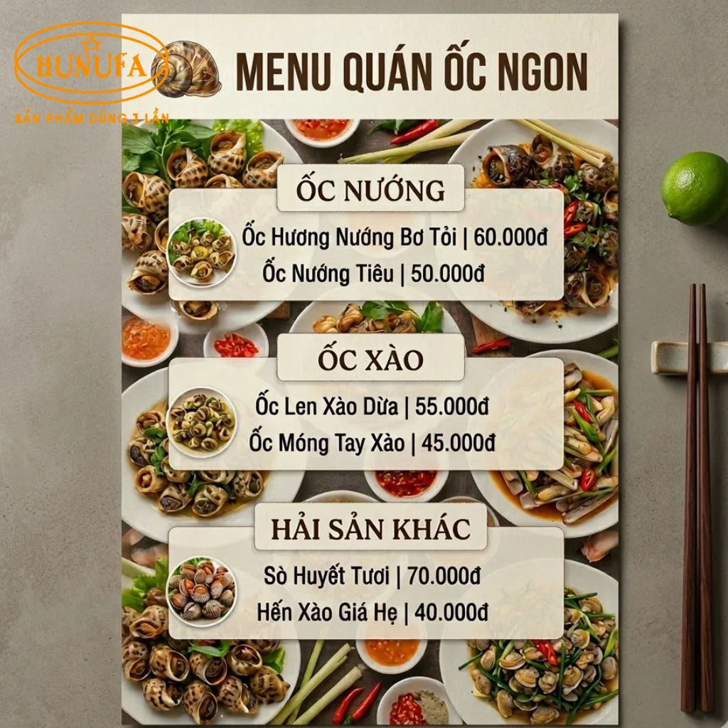10+ mẫu thiết kế menu quán ốc chuyên nghiệp giúp tăng doanh thu cho quán