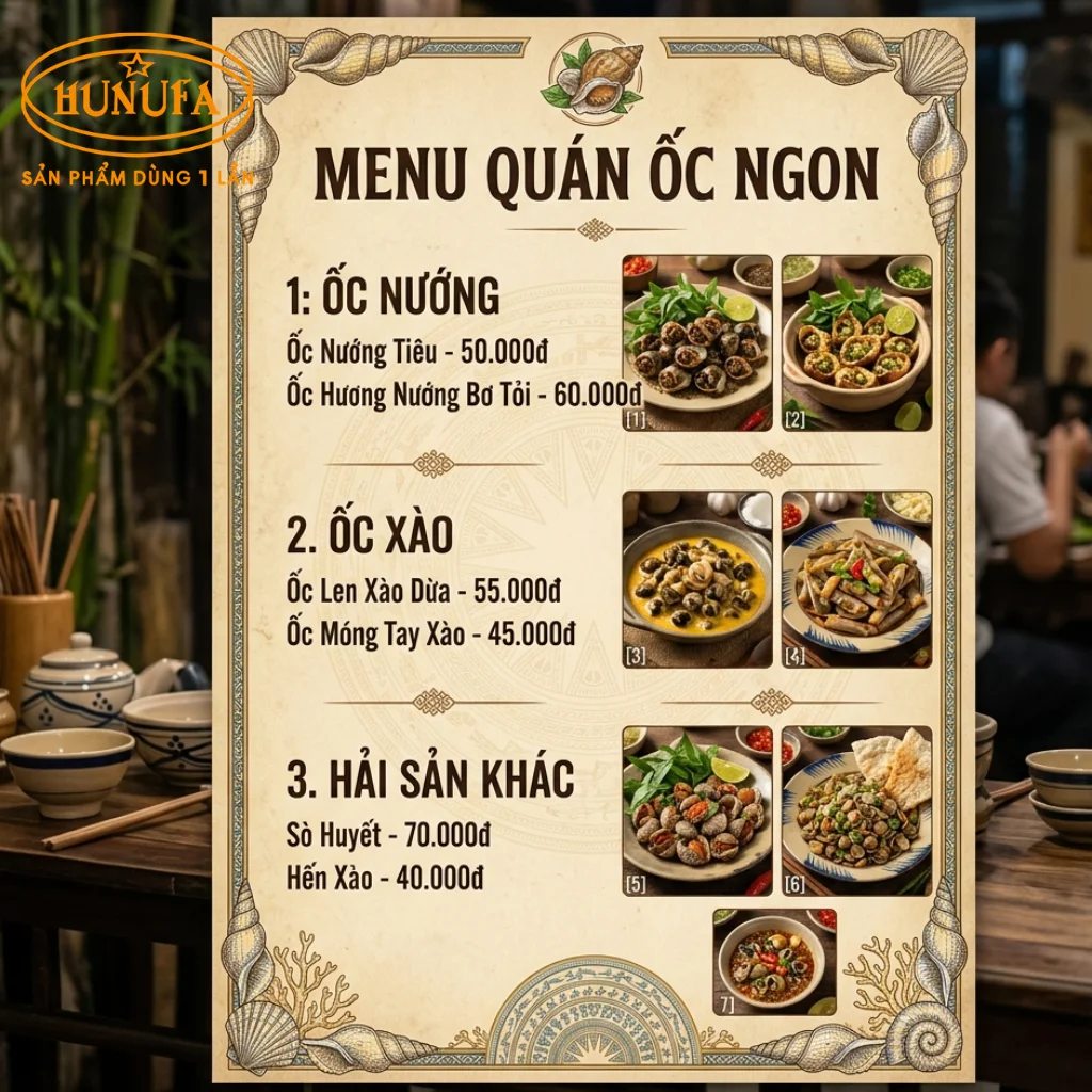 10+ mẫu thiết kế menu quán ốc chuyên nghiệp giúp tăng doanh thu cho quán