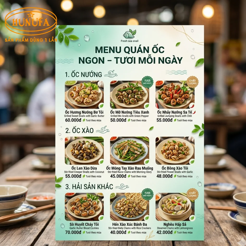 10+ mẫu thiết kế menu quán ốc chuyên nghiệp giúp tăng doanh thu cho quán
