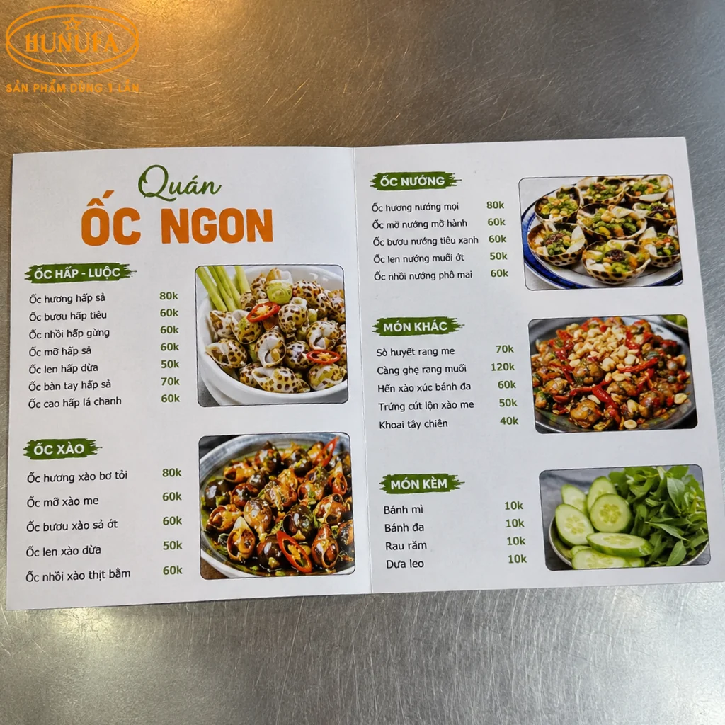Mẫu thiết kế menu quán ốc chuyên nghiệp giúp tăng doanh thu cho quán