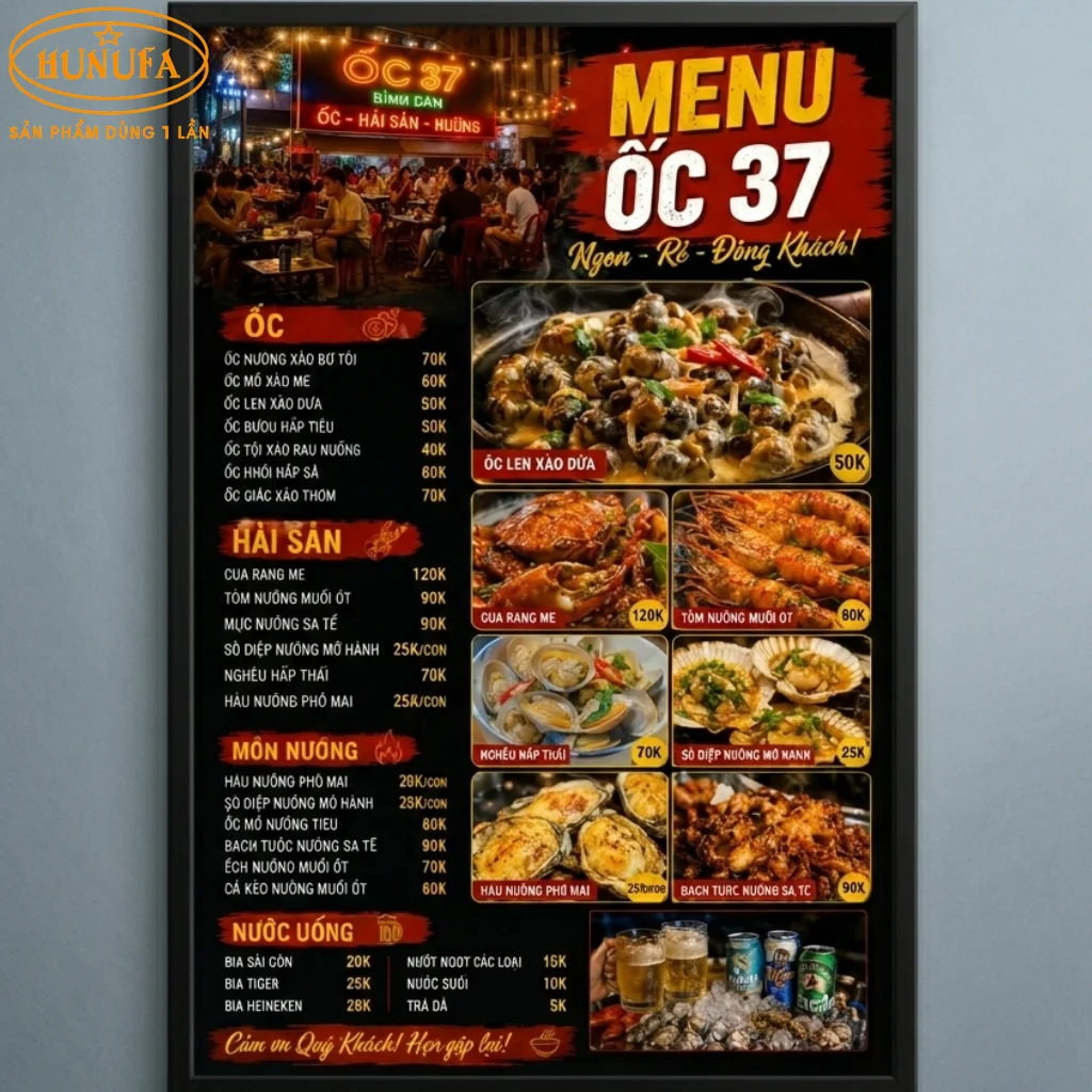 Mẫu thiết kế menu quán ốc chuyên nghiệp giúp tăng doanh thu cho quán