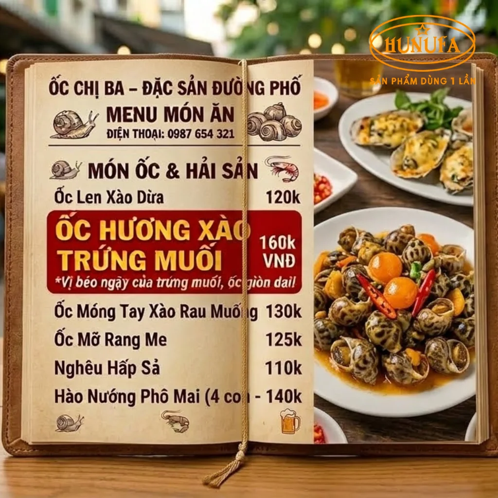 Cách thiết kế menu quán ốc chuyên nghiệp giúp tăng doanh thu cho quán