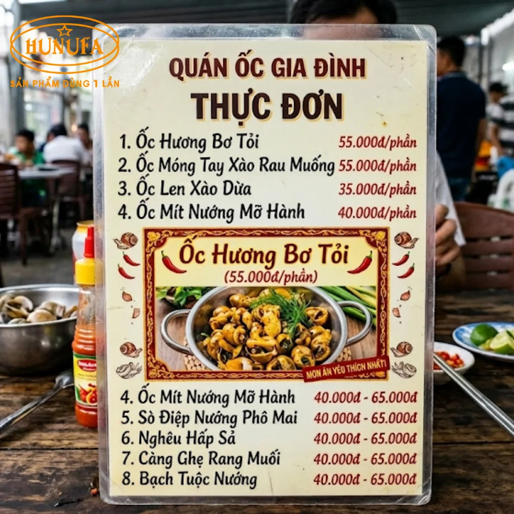 Cách thiết kế menu quán ốc chuyên nghiệp giúp tăng doanh thu cho quán
