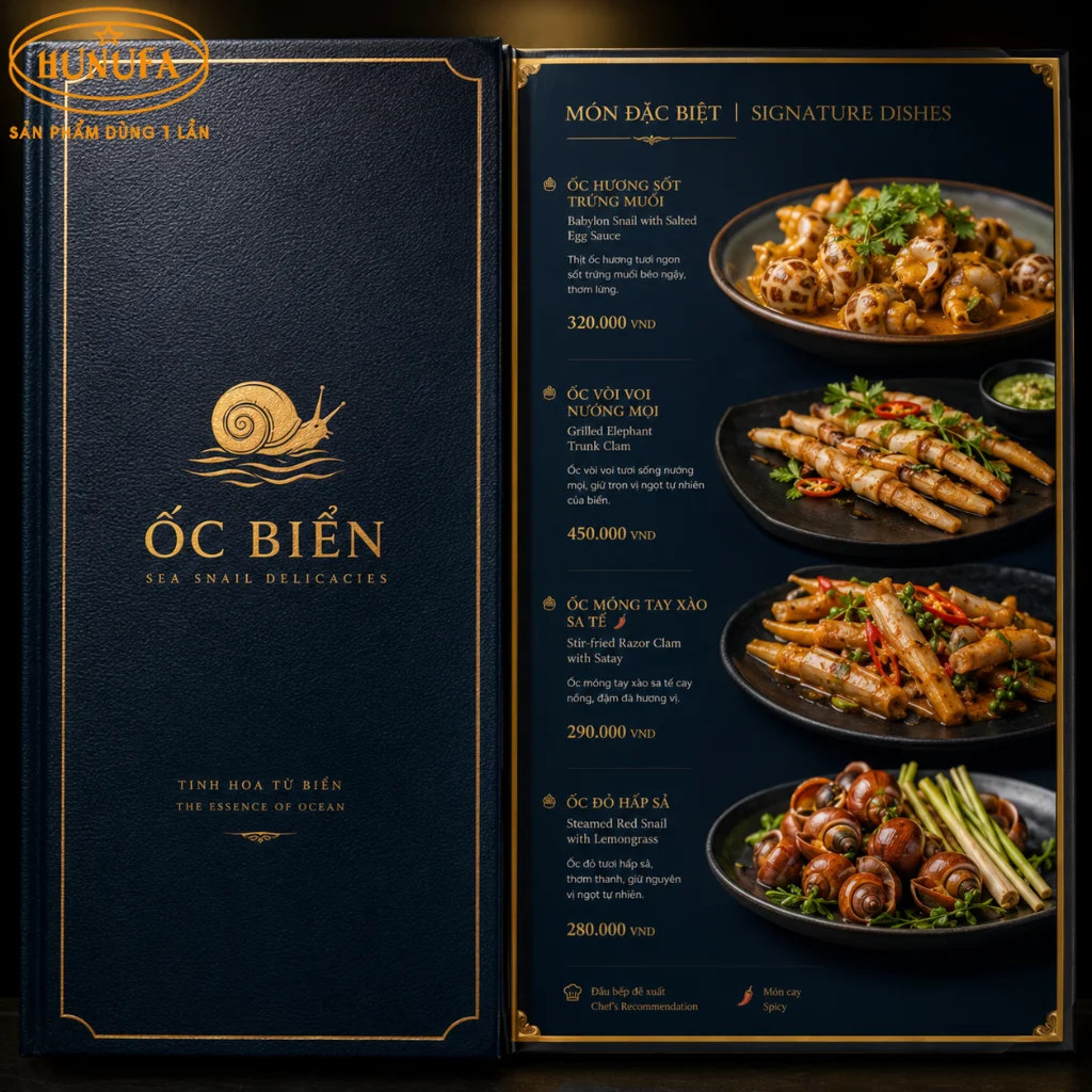 Mẫu thiết kế menu quán ốc chuyên nghiệp giúp tăng doanh thu cho quán