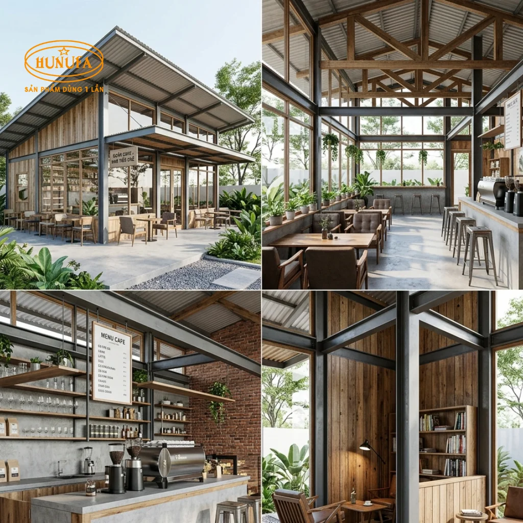 10+ Mẫu thiết kế quán cafe nhà tiền chế đẹp, hiện đại và tiết kiệm chi phí
