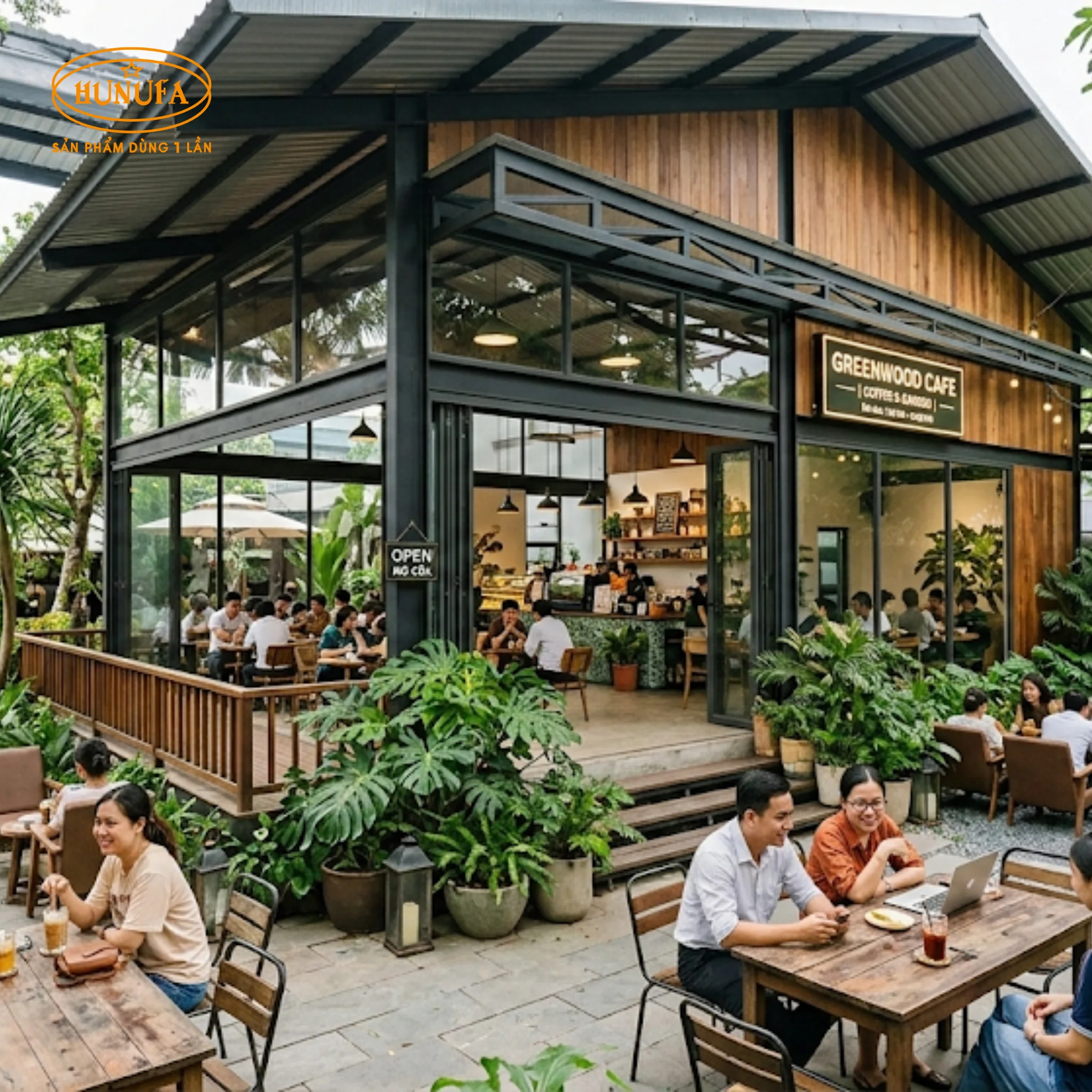 10+ Mẫu thiết kế quán cafe nhà tiền chế đẹp, hiện đại và tiết kiệm chi phí