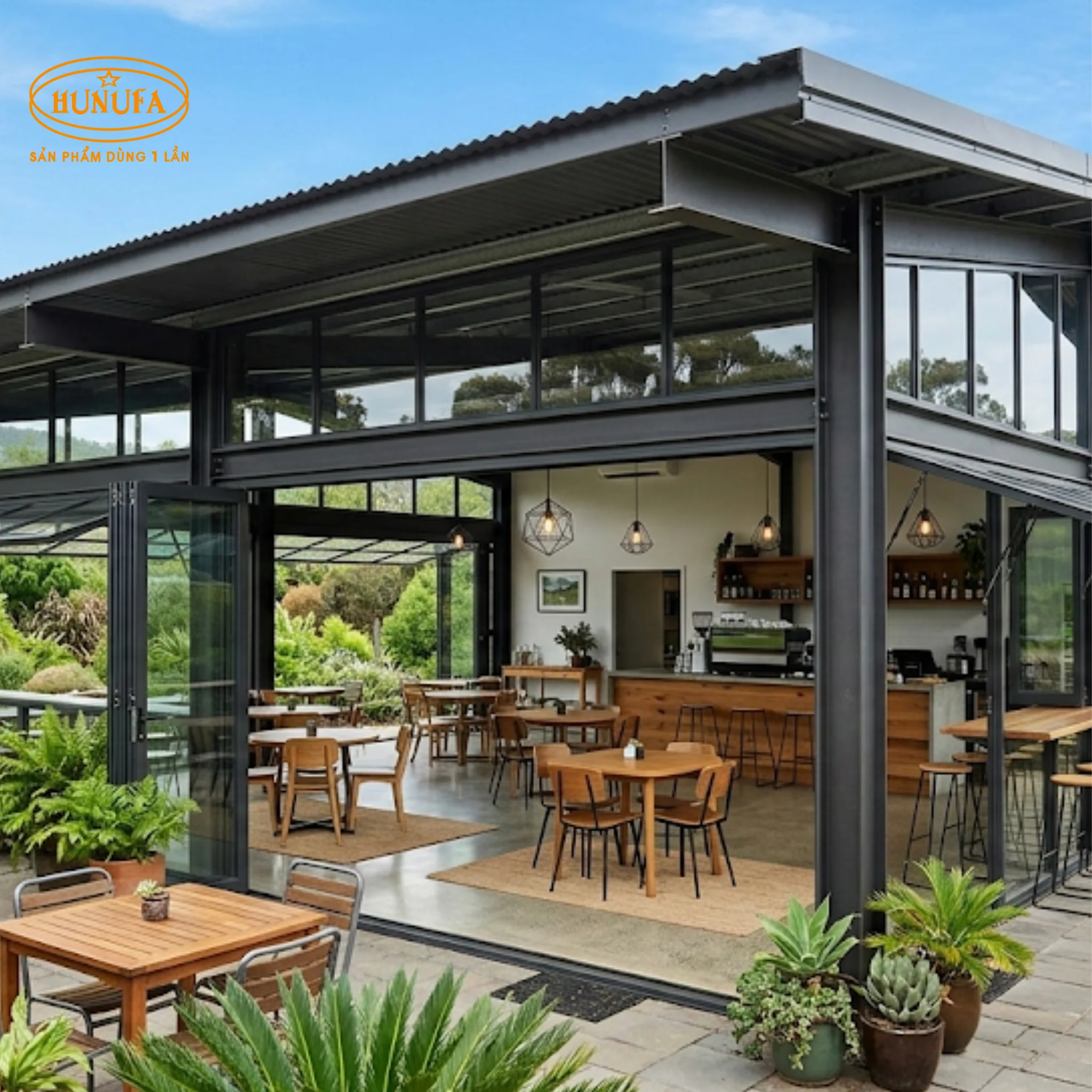 10+ Mẫu thiết kế quán cafe nhà tiền chế đẹp, hiện đại và tiết kiệm chi phí