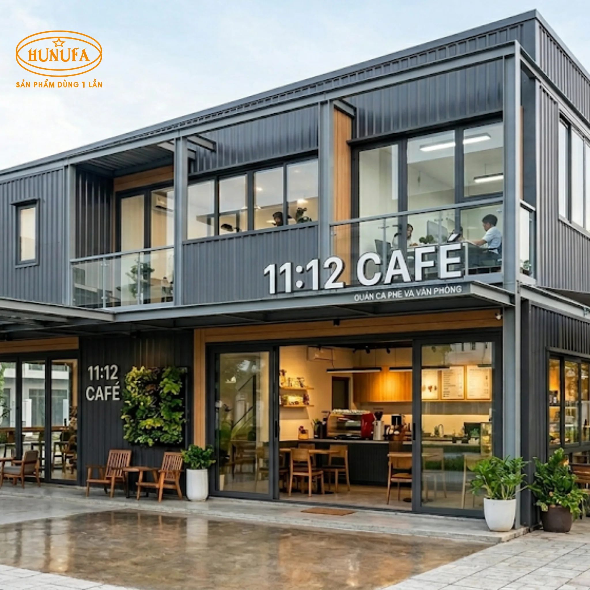 10+ Mẫu thiết kế quán cafe nhà tiền chế đẹp, hiện đại và tiết kiệm chi phí