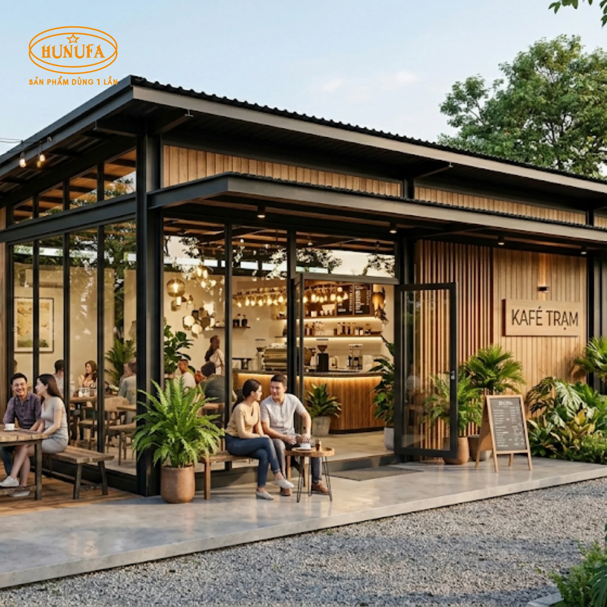 10+ Mẫu thiết kế quán cafe nhà tiền chế đẹp, hiện đại và tiết kiệm chi phí 