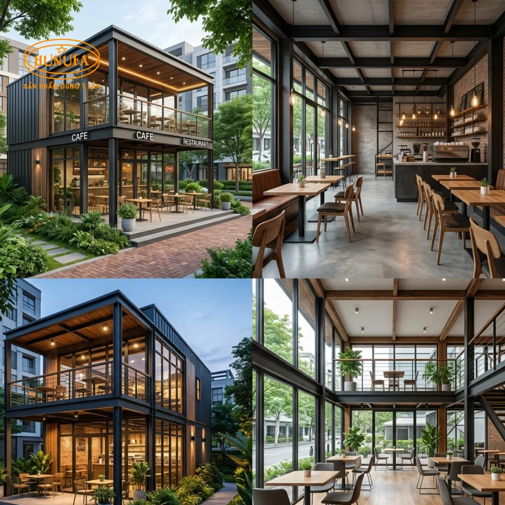 10+ Mẫu thiết kế quán cafe nhà tiền chế đẹp, hiện đại và tiết kiệm chi phí
