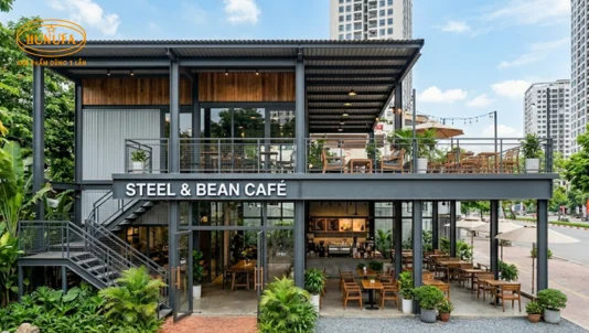 10+ Mẫu thiết kế quán cafe nhà tiền chế đẹp, hiện đại và tiết kiệm chi phí
