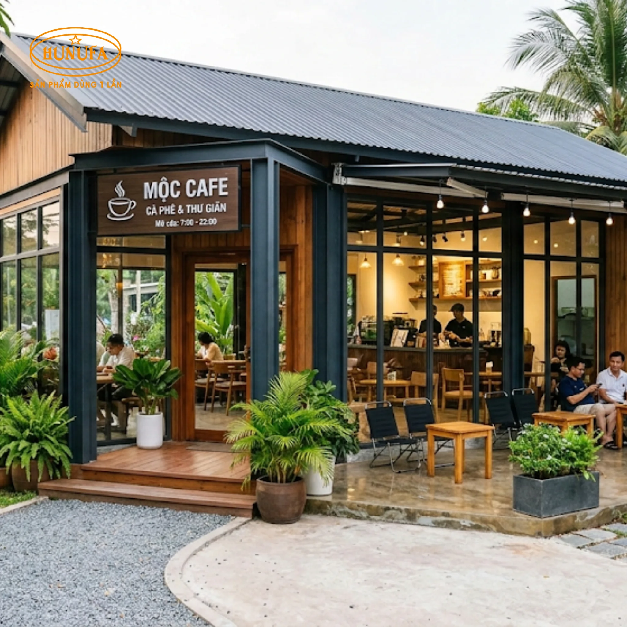10+ Mẫu thiết kế quán cafe nhà tiền chế đẹp, hiện đại và tiết kiệm chi phí