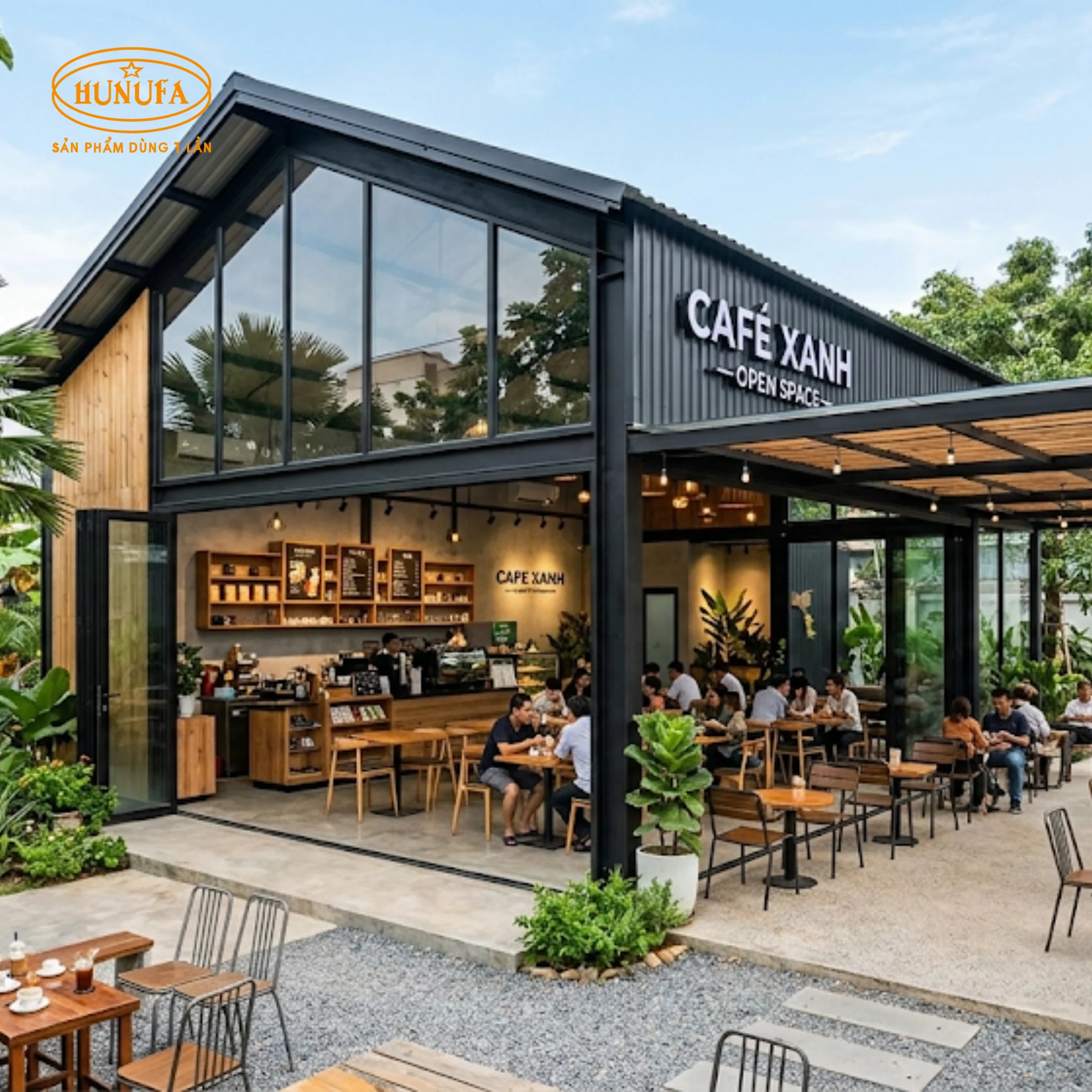 10+ Mẫu thiết kế quán cafe nhà tiền chế đẹp, hiện đại và tiết kiệm chi phí