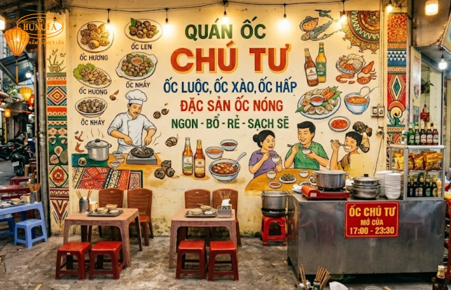 Trang trí quán ốc vỉa hè
