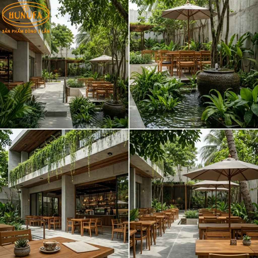 Mẫu thiết kế trang trí quán cà phê sân vườn đẹp, ấn tượng