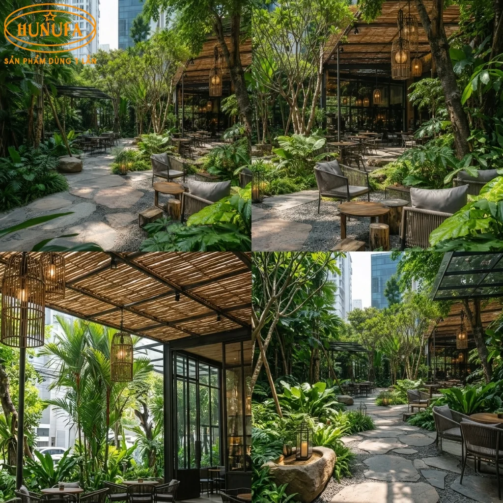 Mẫu thiết kế trang trí quán cà phê sân vườn đẹp, ấn tượng