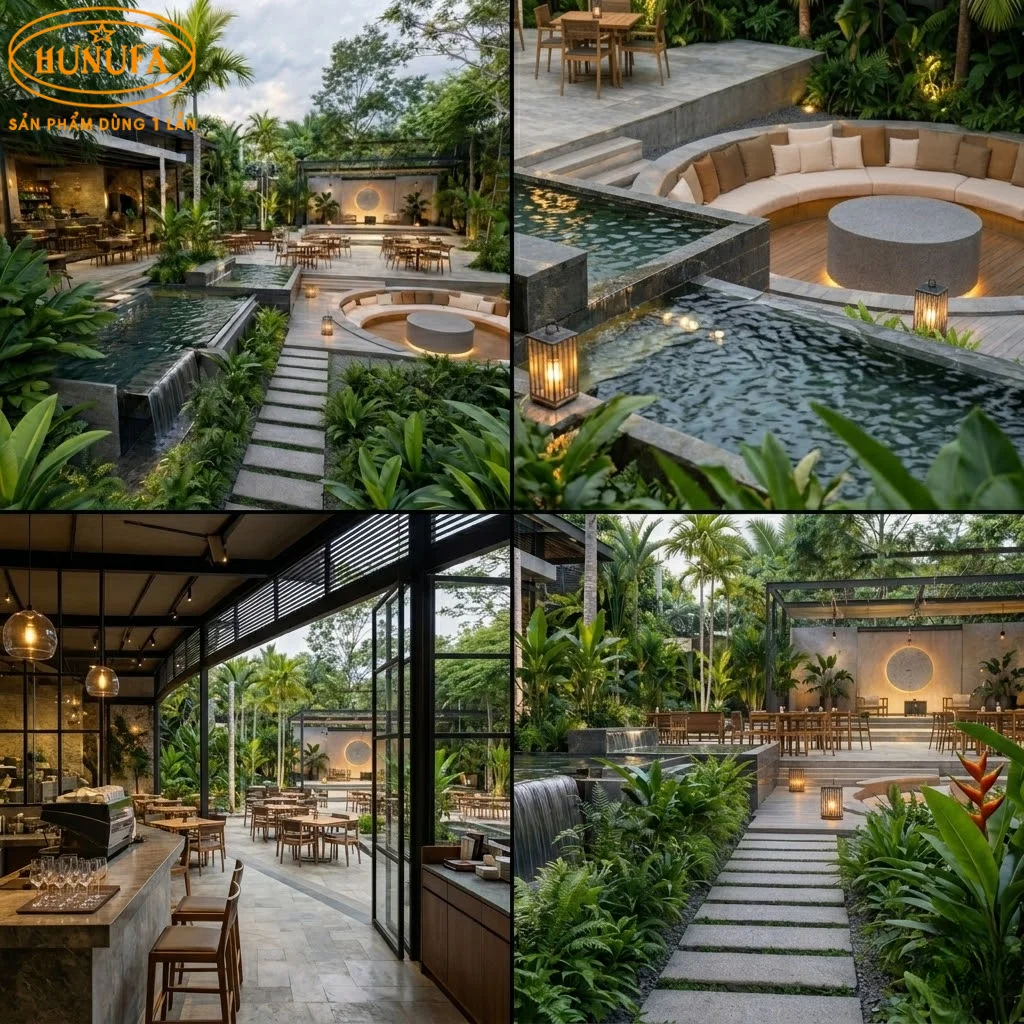 Mẫu thiết kế trang trí quán cà phê sân vườn đẹp, ấn tượng