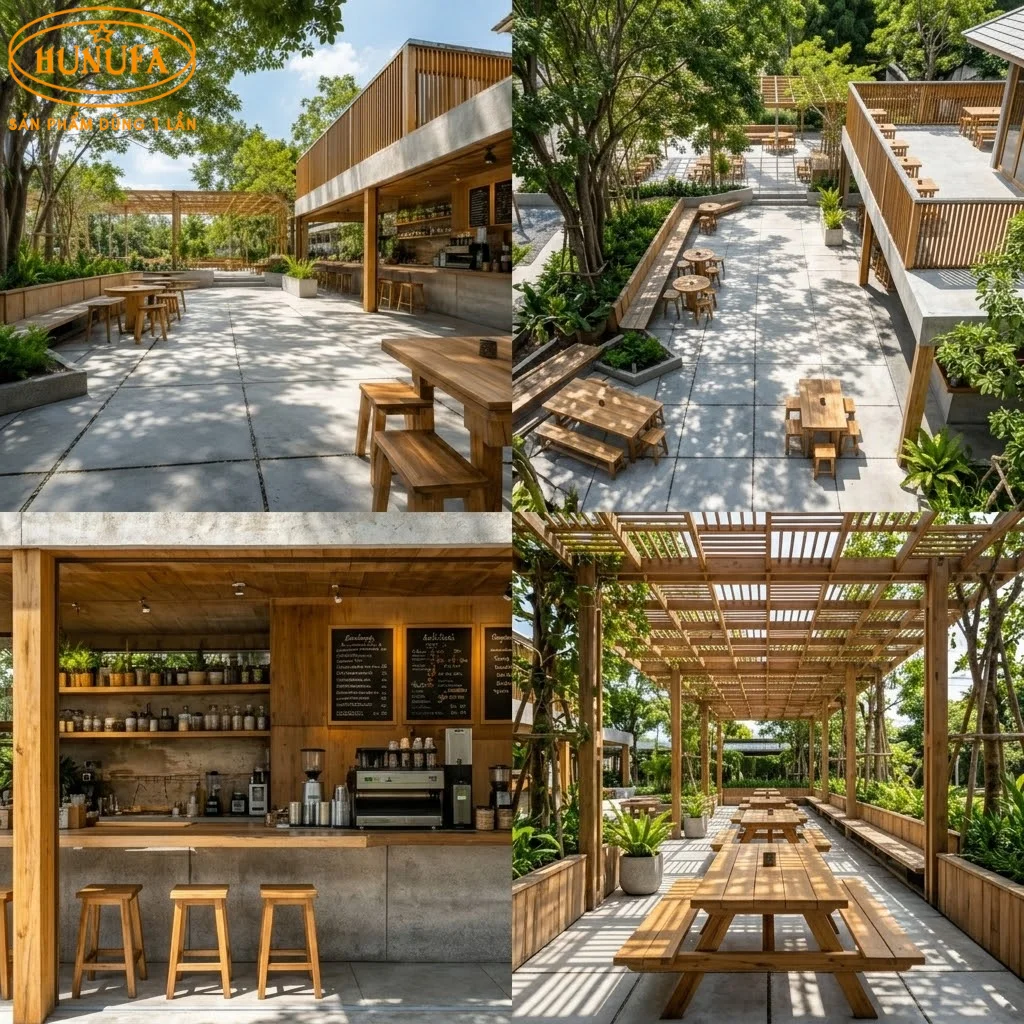 Mẫu thiết kế trang trí quán cà phê sân vườn đẹp, ấn tượng