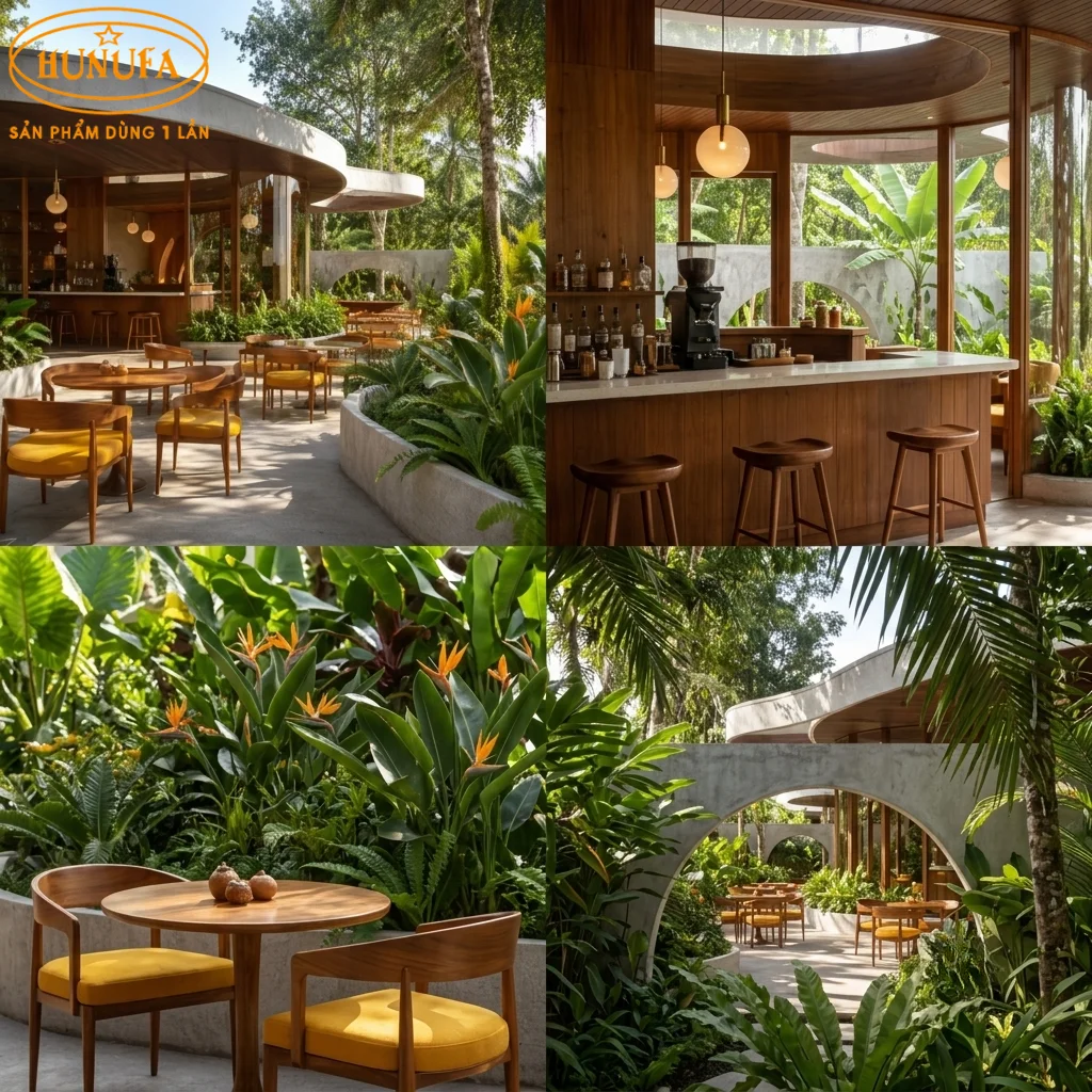 Mẫu thiết kế trang trí quán cà phê sân vườn đẹp, ấn tượng