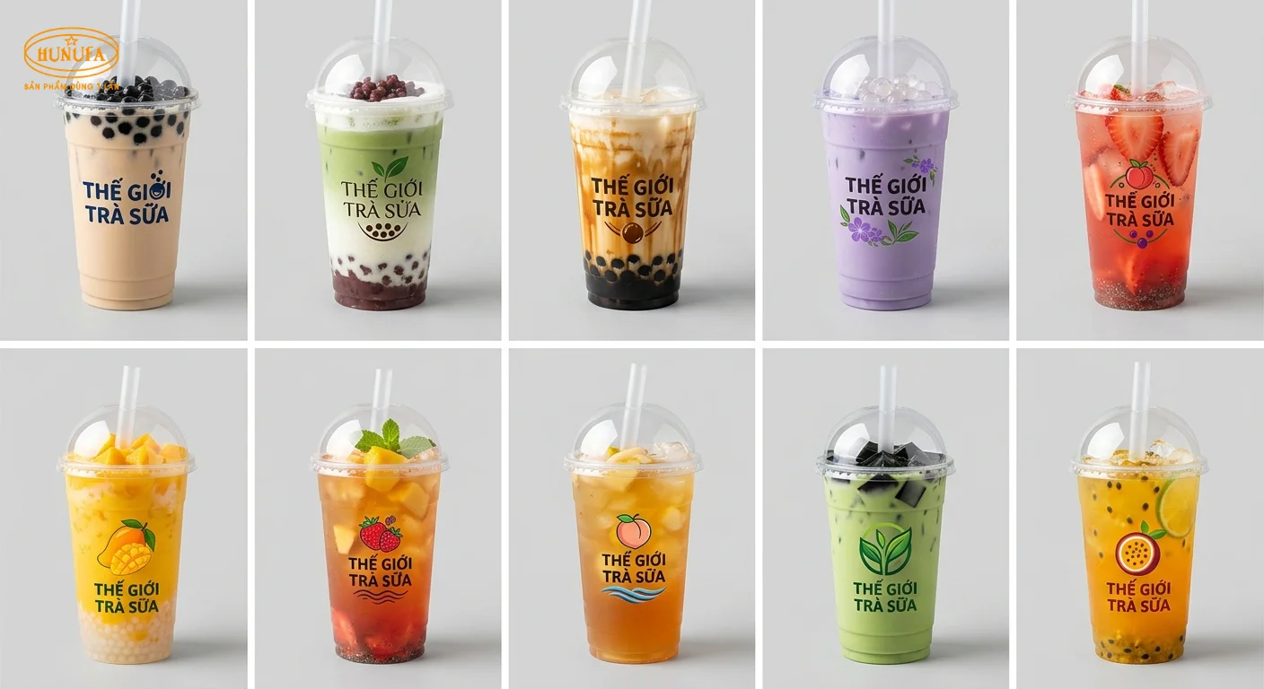 99+ Mẫu ly nhựa thế giới trà sữa đẹp, thiết kế logo hot trend, hút khách