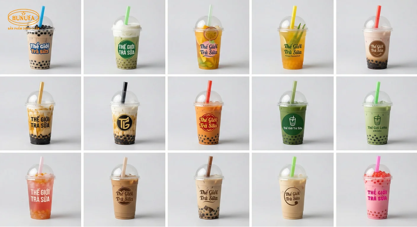 99+ Mẫu ly nhựa thế giới trà sữa đẹp, thiết kế logo hot trend, hút khách