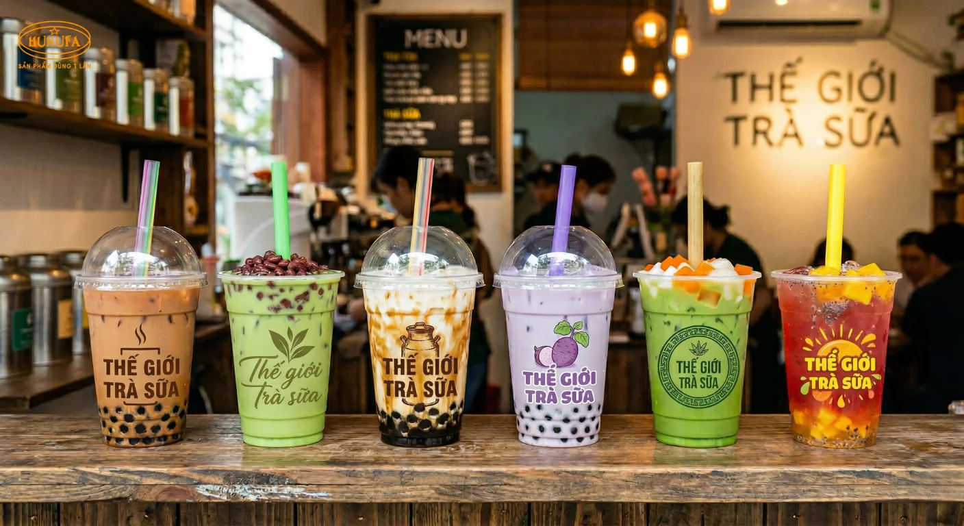 99+ Mẫu ly nhựa thế giới trà sữa đẹp, thiết kế logo hot trend, hút khách
