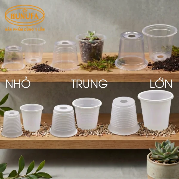 Thiết kế đáy ly nhựa ươm cây có lỗ thoát nước chuẩn xác, giúp thoát nước nhanh, chống úng rễ và đảm bảo tỷ lệ sống cho cây giống.
