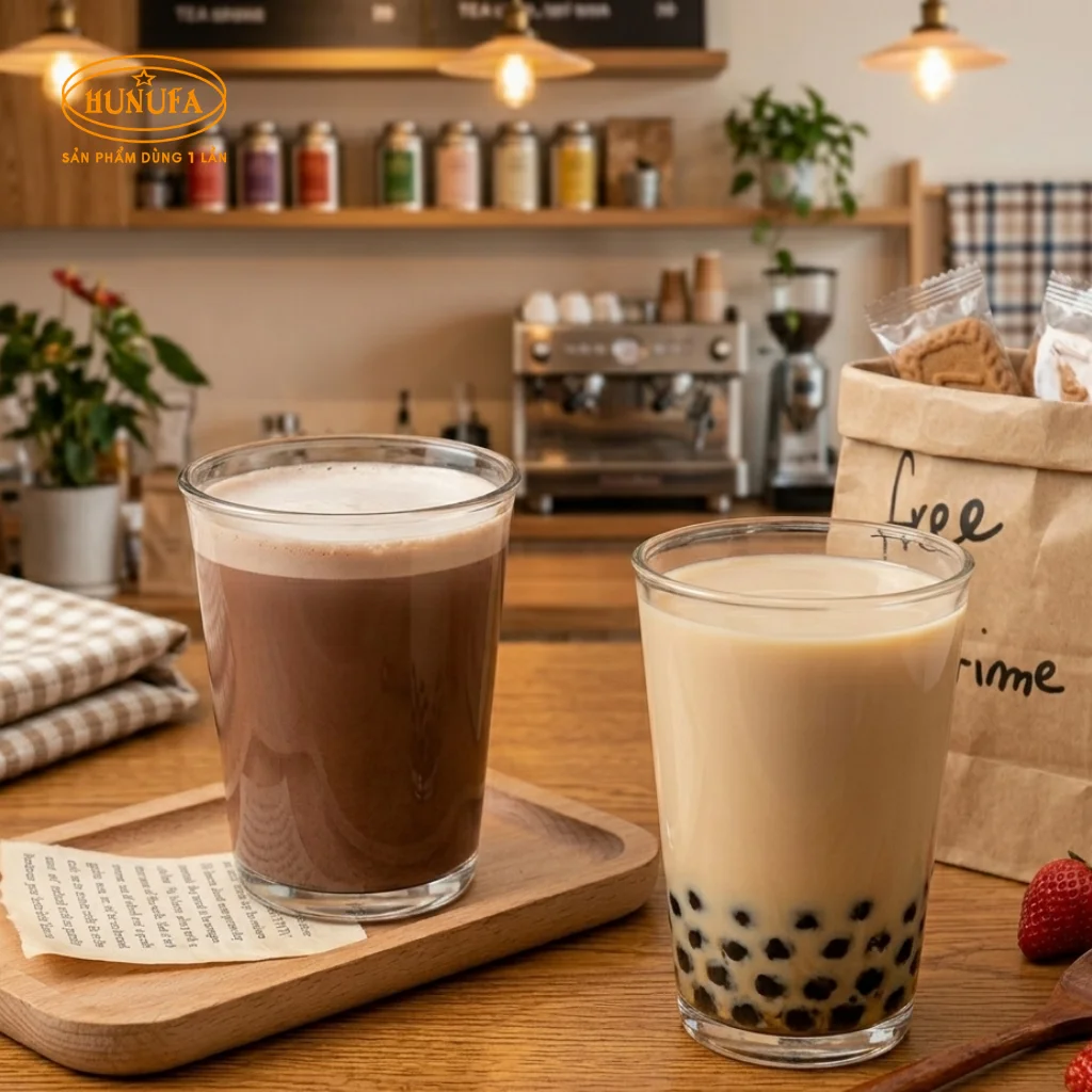 mẫu ly thủy tinh bán trà sữa đẹp