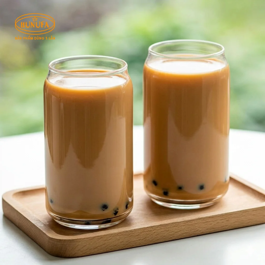 mẫu ly thủy tinh bán trà sữa đẹp