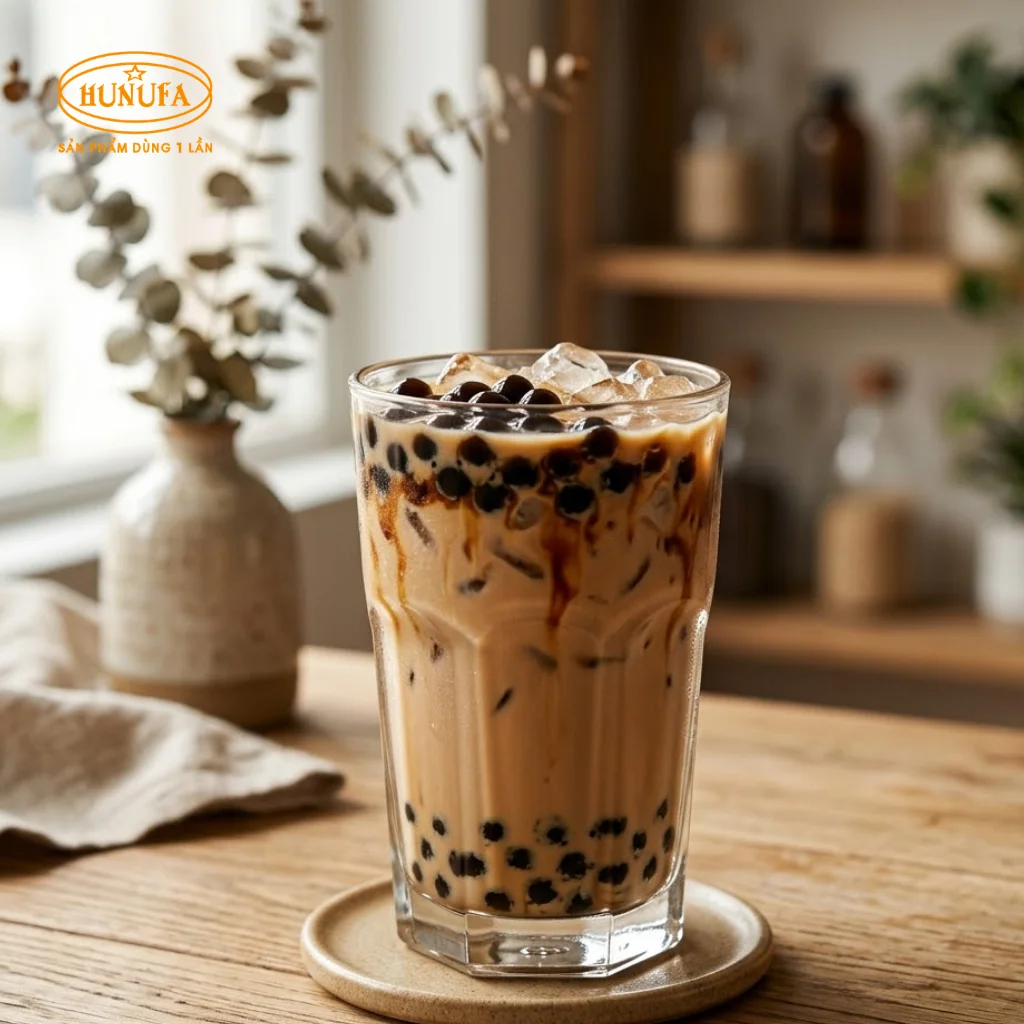 mẫu ly thủy tinh bán trà sữa đẹp