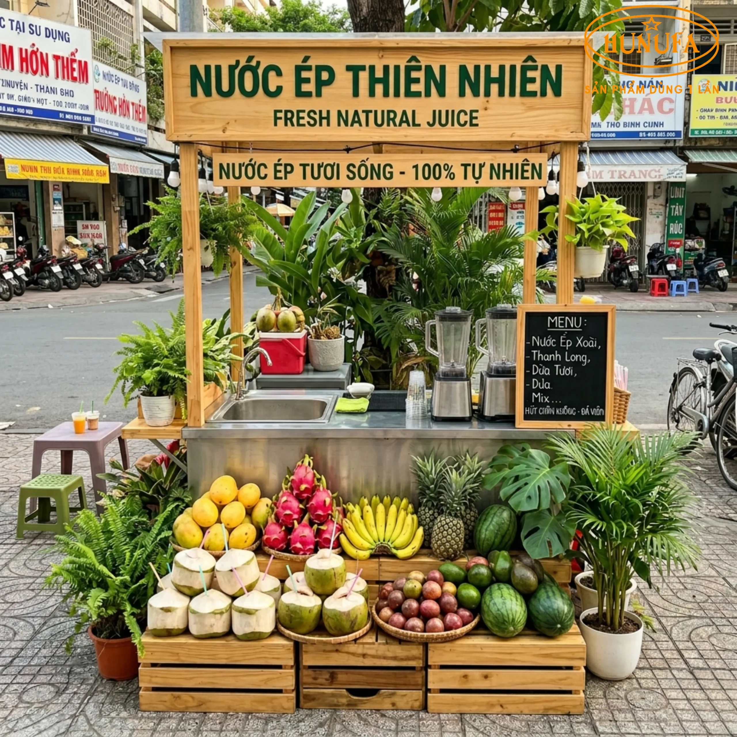 45+ mẫu quầy nước ép trái cây vỉa hè đẹp, thu hút khách nhất