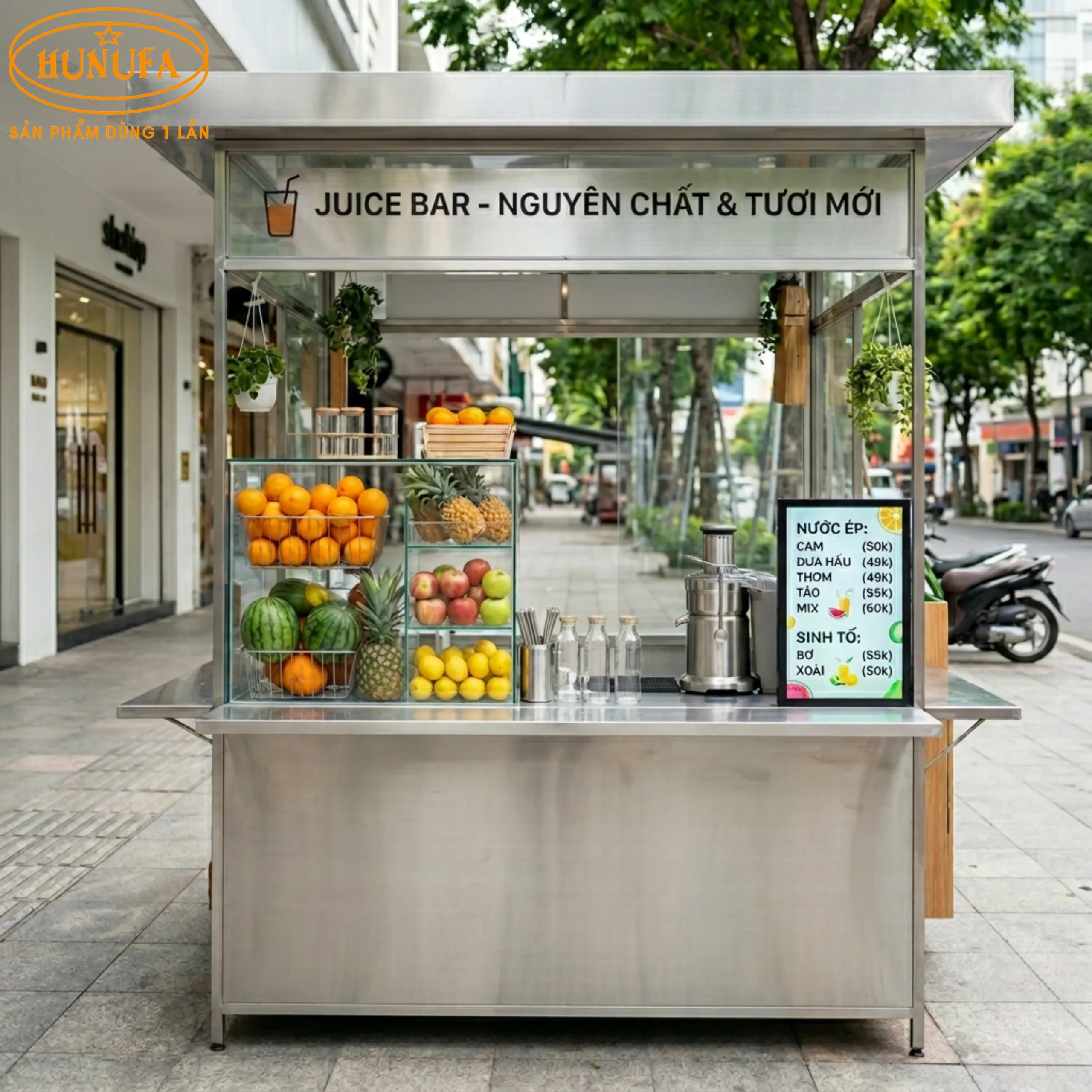 45+ mẫu quầy nước ép trái cây vỉa hè đẹp, thu hút khách nhất