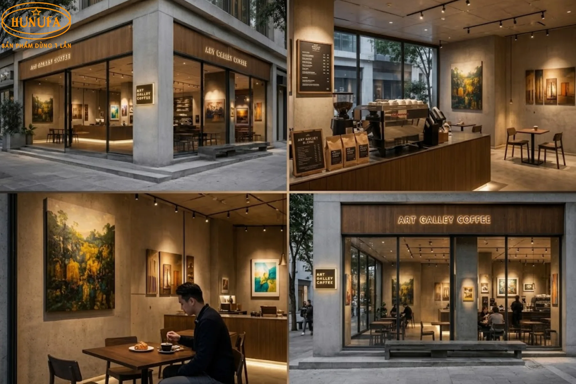 Mẫu trang trí thiết kế quán cafe góc 2 mặt tiền đẹp