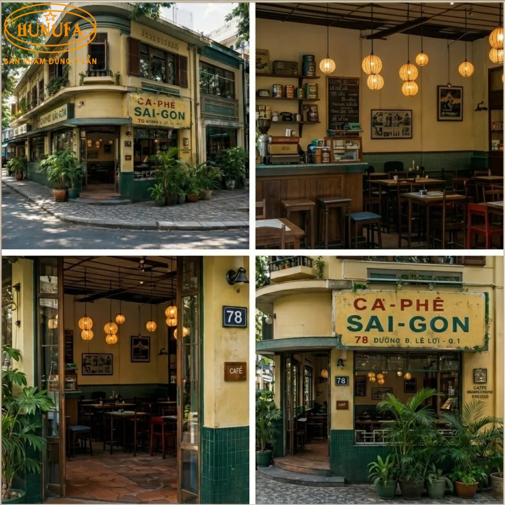 Mẫu trang trí thiết kế quán cafe góc 2 mặt tiền đẹp
