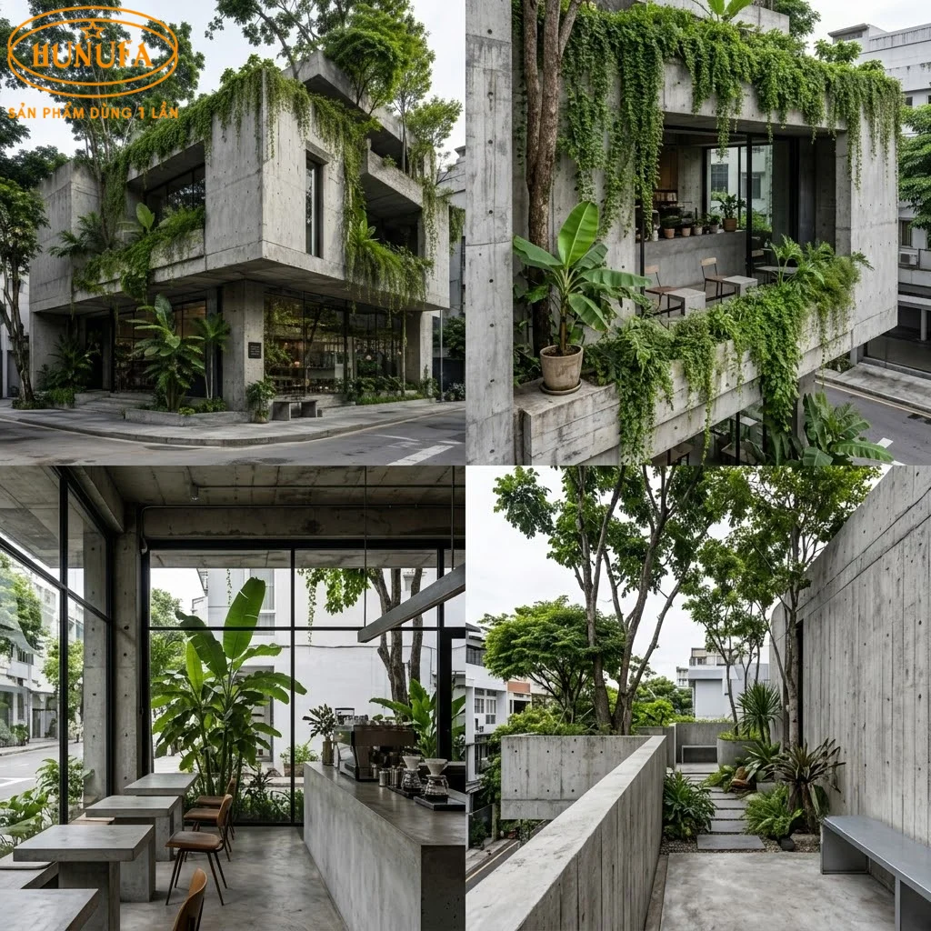 Mẫu trang trí thiết kế quán cafe góc 2 mặt tiền đẹp