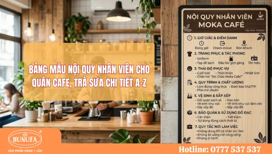Bảng mẫu nội quy nhân viên cho quán cafe, trà sữa chi tiết A-Z