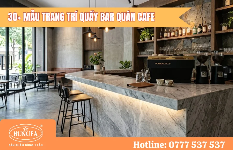 Trang trí quầy bar cafe