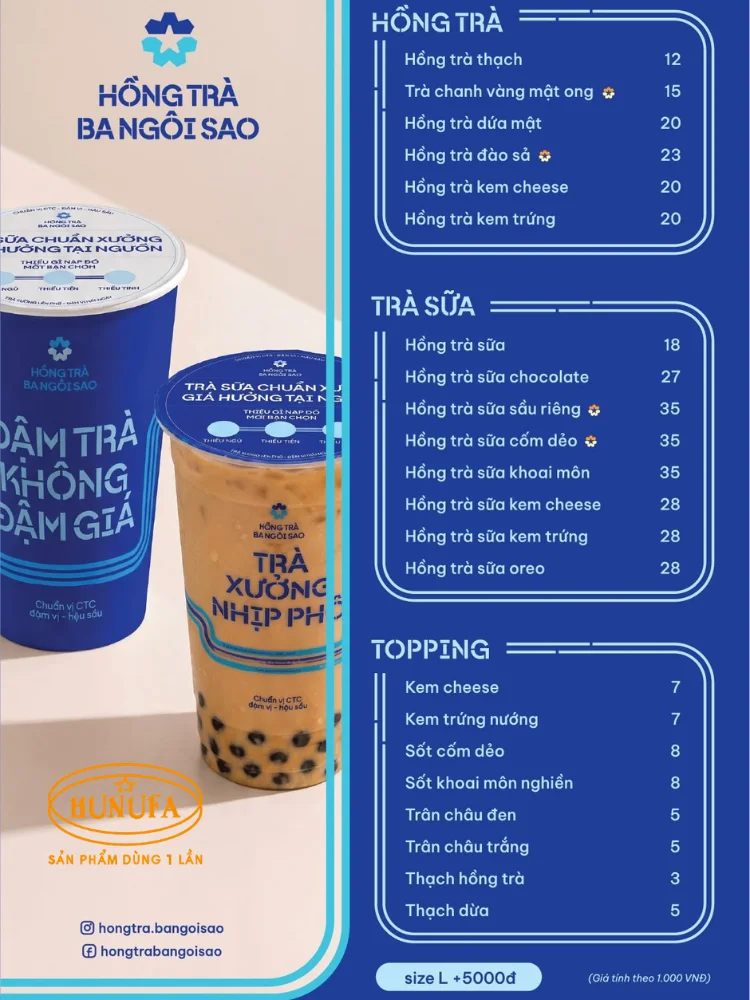 Menu Hồng Trà Ba Ngôi Sao: Nên thử món nào? Giá cả ra sao?