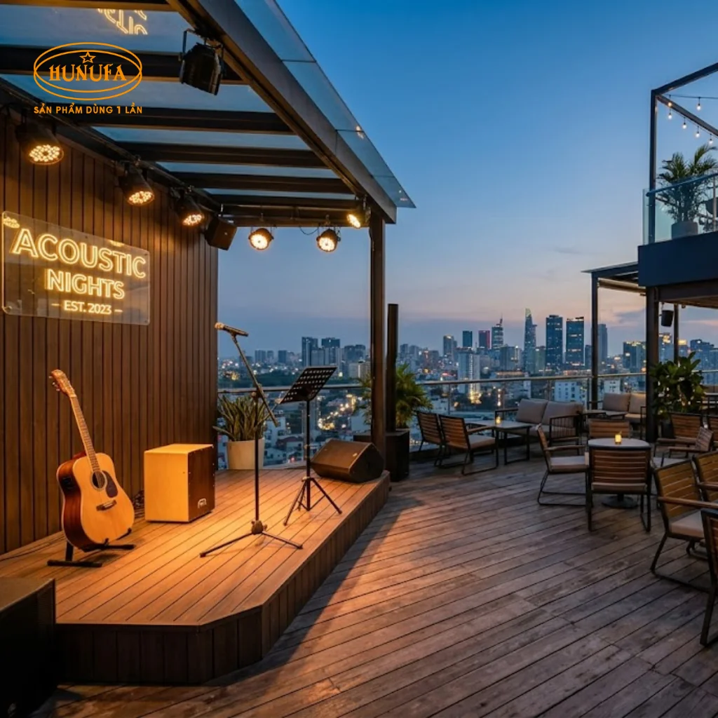 Mẫu thiết kế quán cafe sân thượng đẹp