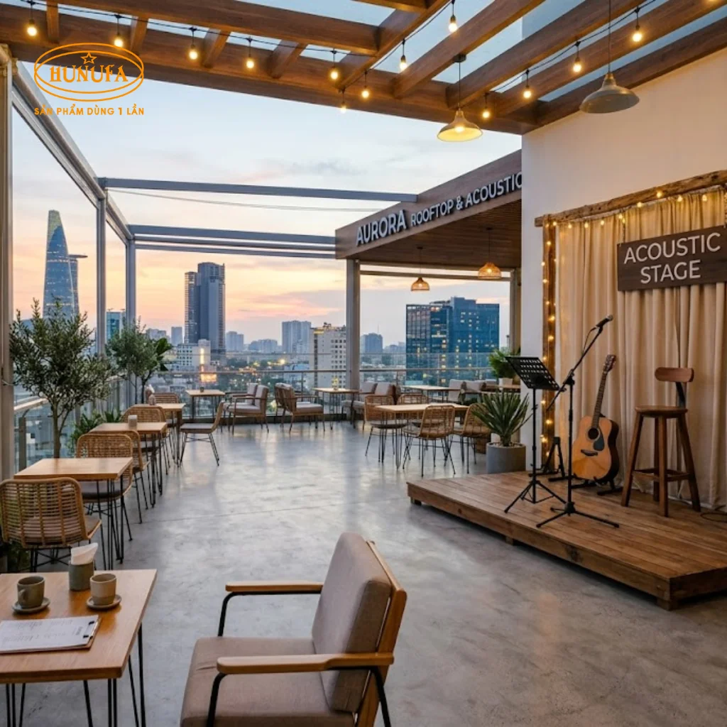 Mẫu thiết kế quán cafe sân thượng đẹp