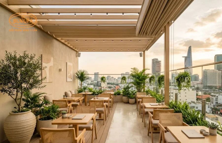 Mẫu thiết kế quán cafe sân thượng đẹp