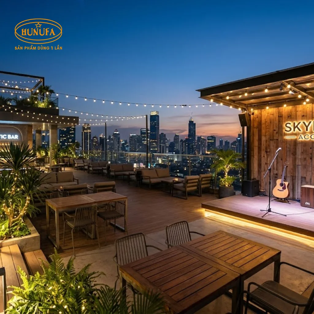 Mẫu thiết kế quán cafe sân thượng đẹp