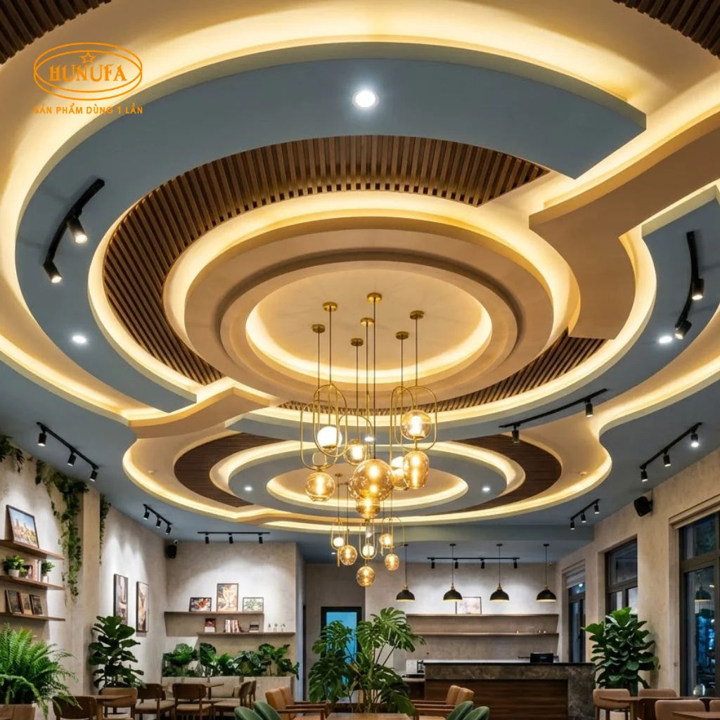 Mẫu trang trí trần quán cafe đẹp, độc đáo, thu hút khách